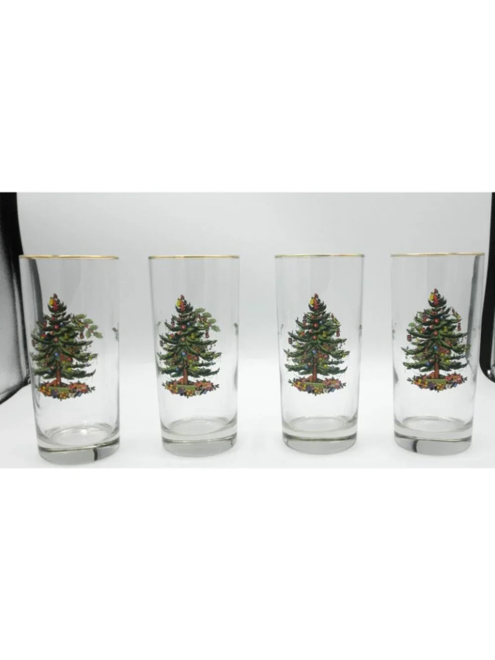 Spode Christmas Tree 15 Ounce High Ball Glasses Set of 4 Pattern Code: SP CHT